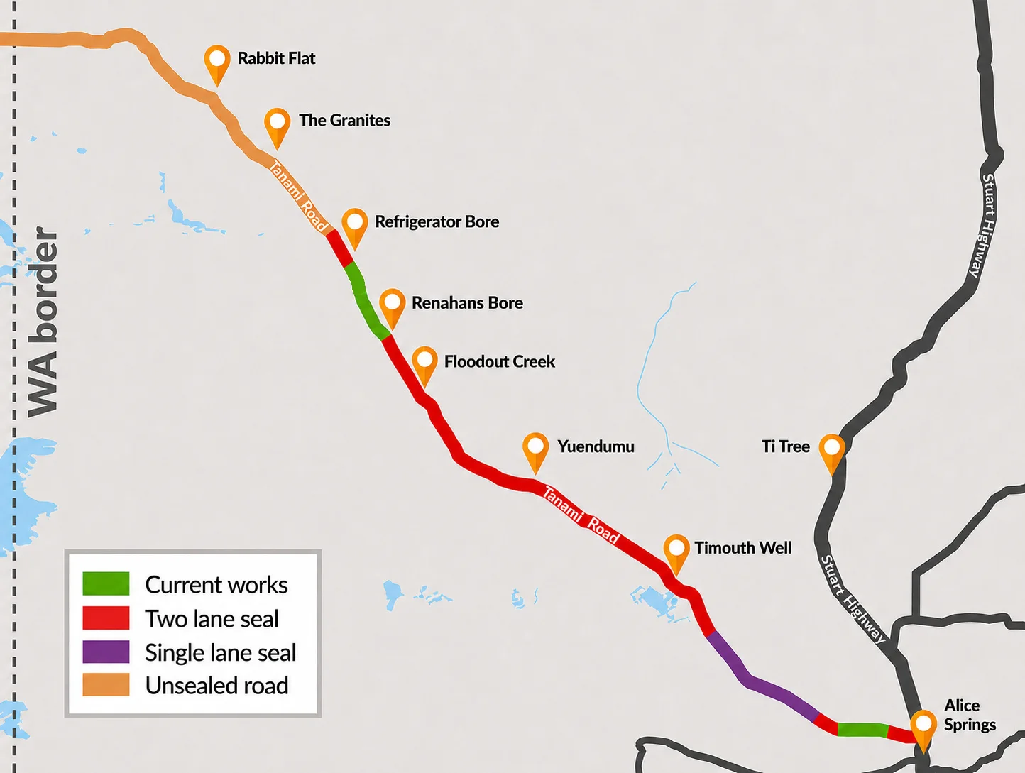 Tanami Road upgrades map